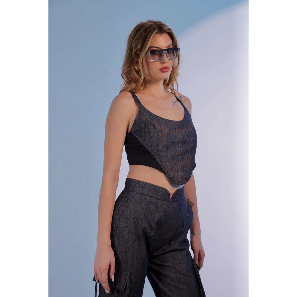 Kayjay by Kritika Jain Narrow Denim U Shape Genz Crop Top