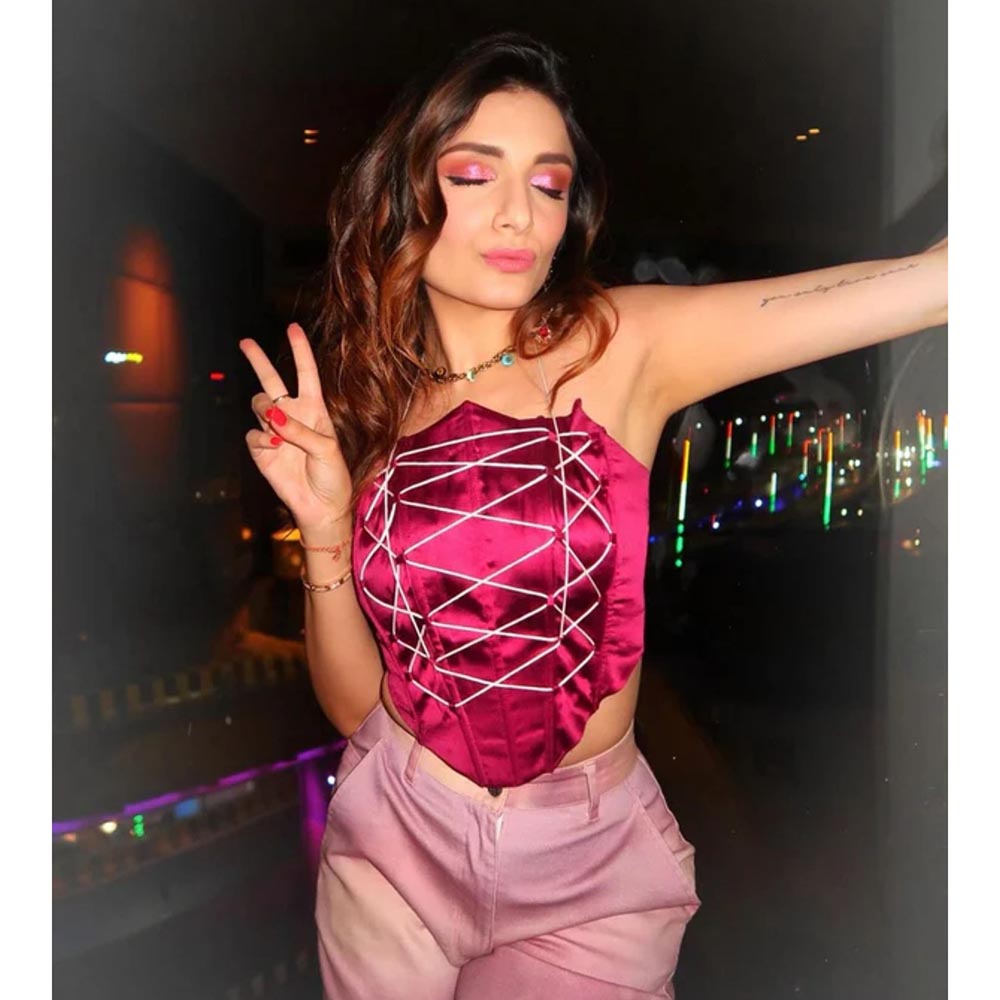 Kayjay by Kritika Jain Wine Satin Stassy Crop Top