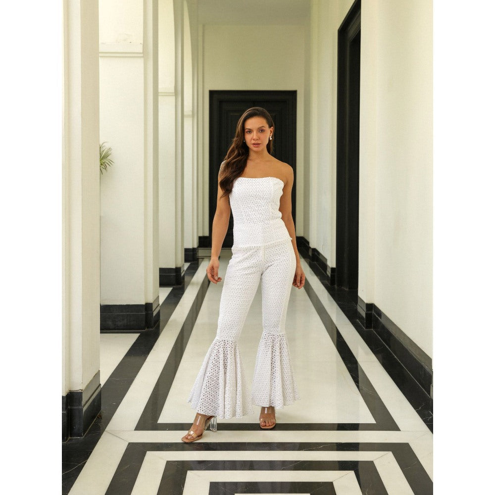 Kay Kay BY KKHUSHI SAHAII Womens White Miu Co Ord (Set of 2)