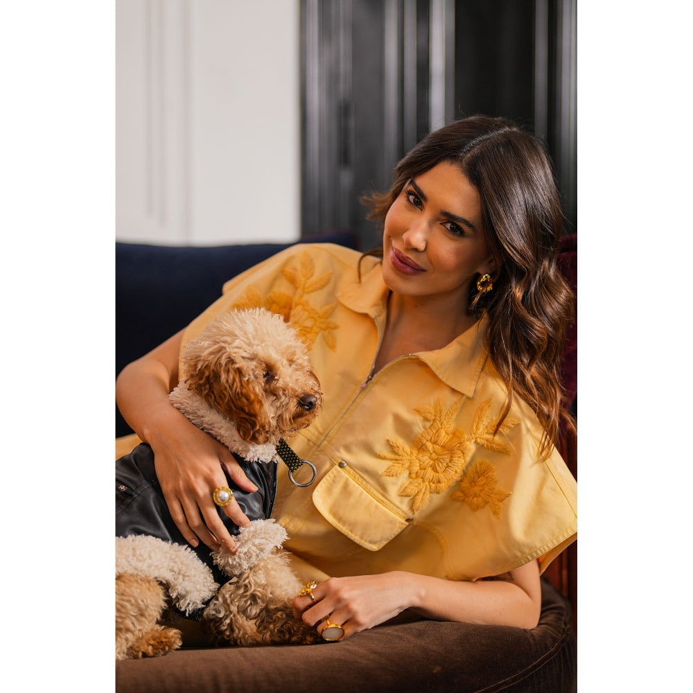 Kay Kay BY KKHUSHI SAHAII Mirela Denim Yellow Co-Ord (Set of 2)