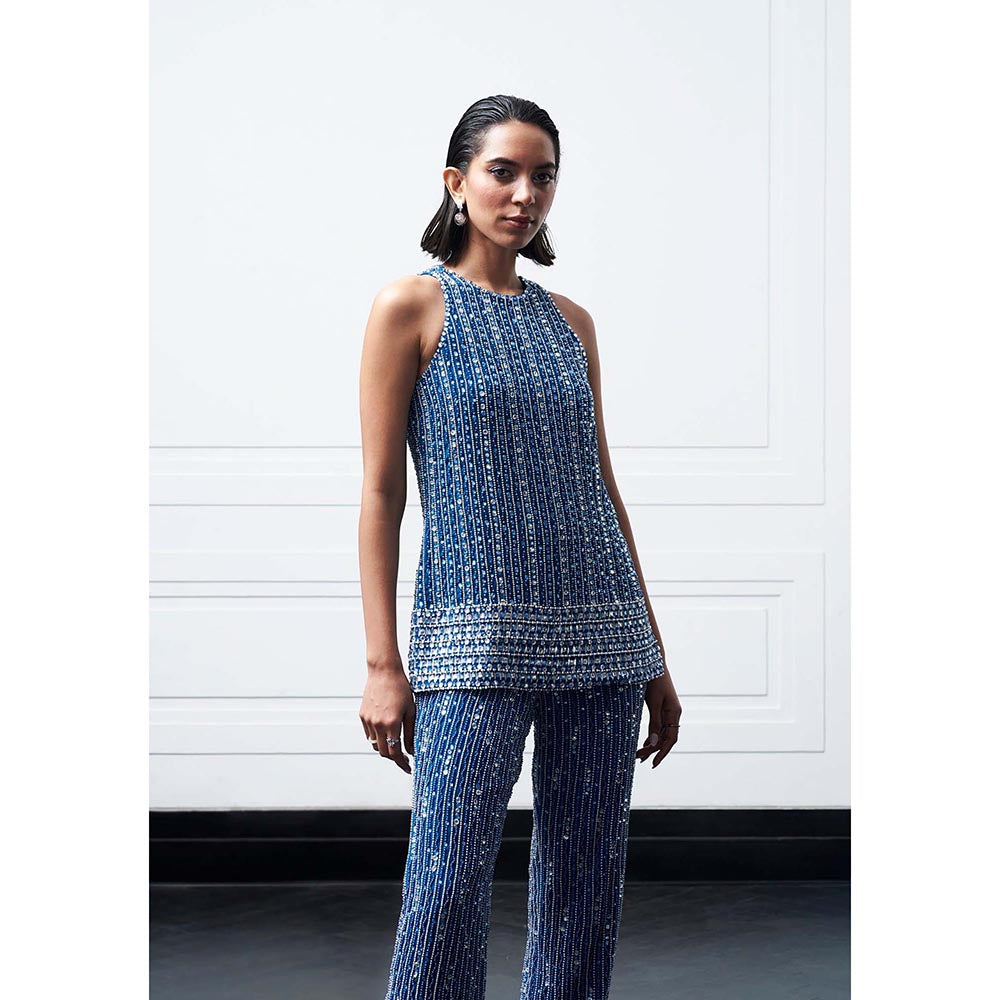 Kay Kay BY KKHUSHI SAHAII Aura Embellished Round Neck Top With Pant Co- Ord Set