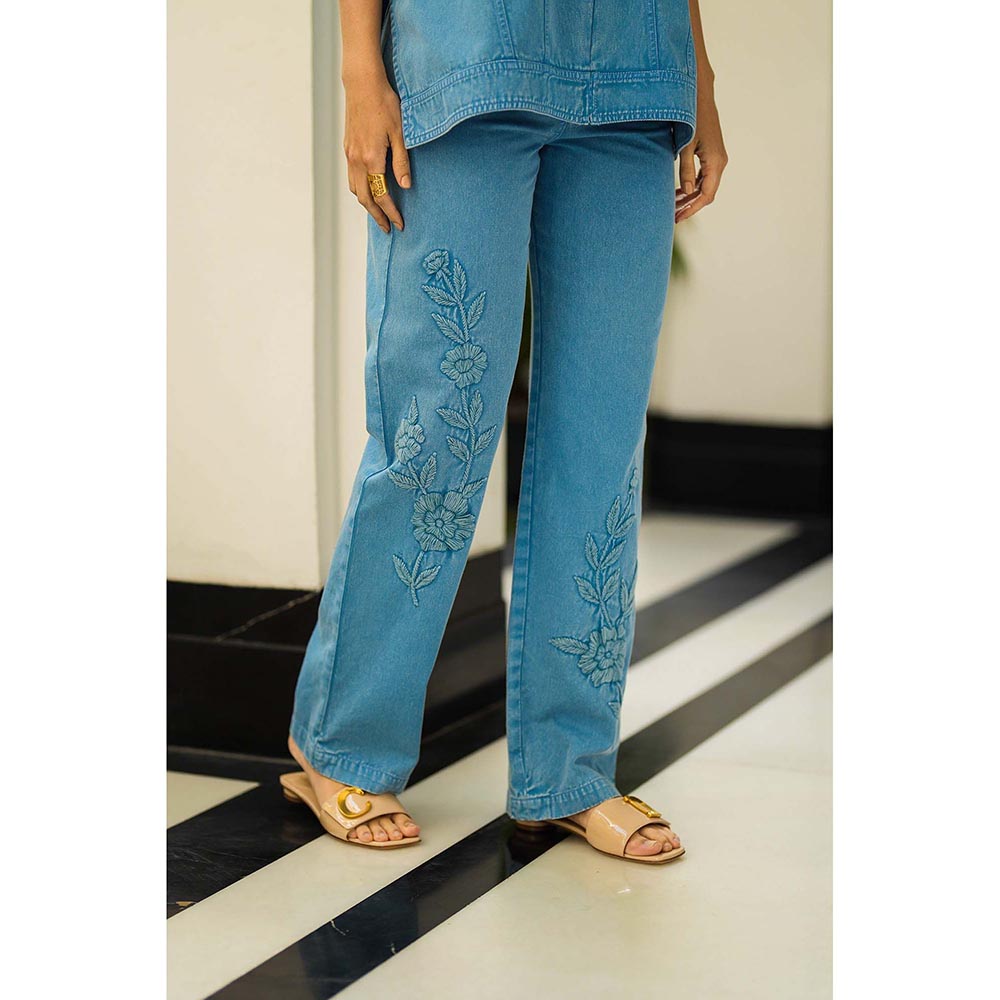 Kay Kay BY KKHUSHI SAHAII Mirela Denim Blue Co-Ord Set