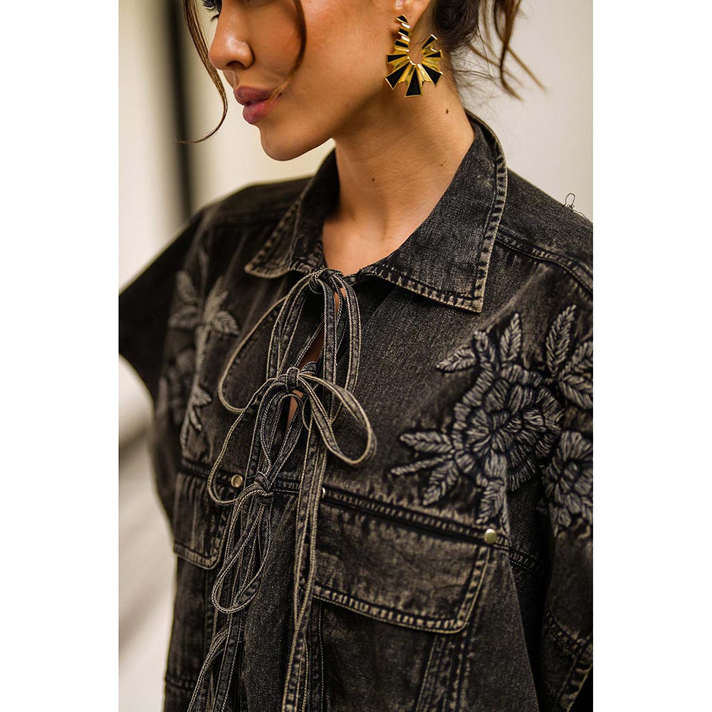 Kay Kay BY KKHUSHI SAHAII Reyna Denim Black Co-Ord Set