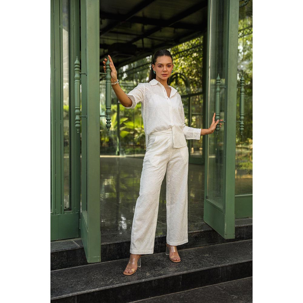 Kay Kay BY KKHUSHI SAHAII Which Hana Schiffli Work Shirt And Pant