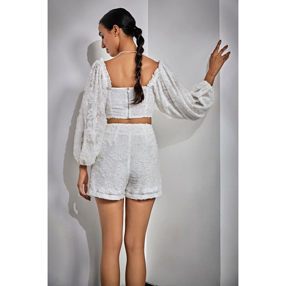 Kay Kay BY KKHUSHI SAHAII Off White Pearl Embellished Top And Short