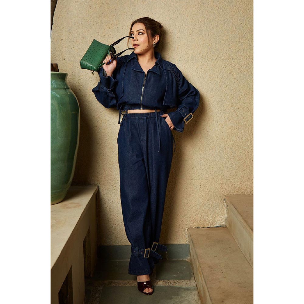 Kay Kay BY KKHUSHI SAHAII Blue Megan Denim Shirt And Pant
