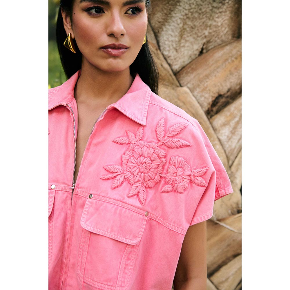 Kay Kay BY KKHUSHI SAHAII Pink Syra Embroidered Shirt And Pant