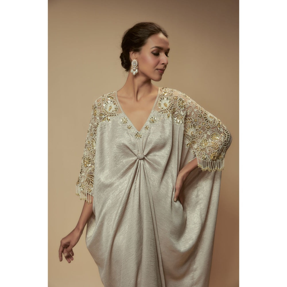 KEITH GOMES Light Silver Kaftan Dress