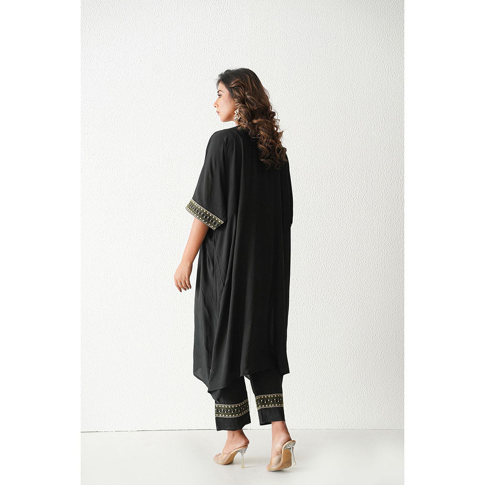 Keva Clothing Lemon Drop Kaftan with Pant - Black (Set of 2)