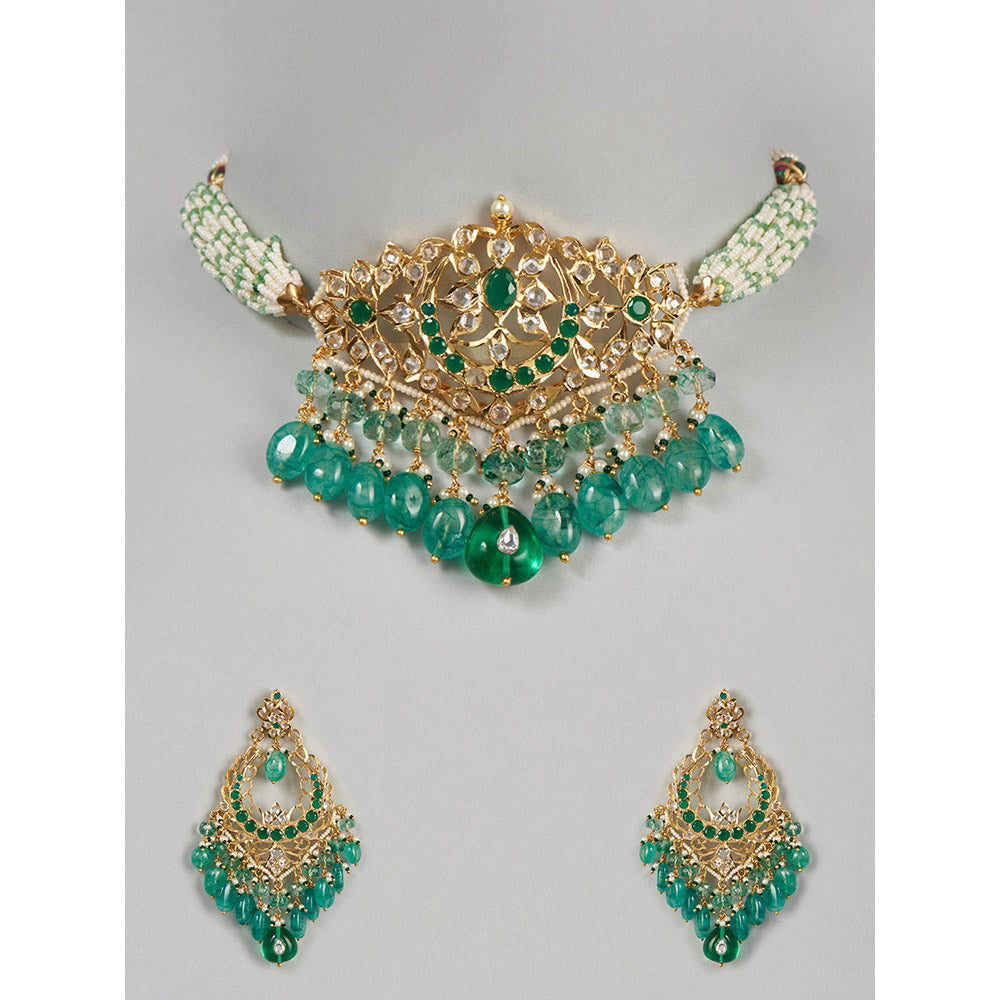 KIARA Nargis Necklace and Earrings 22KT Gold Plated