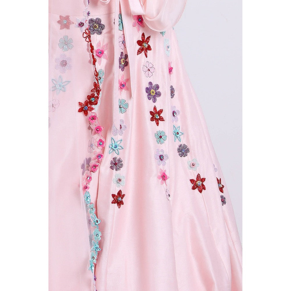 Kiran Kalsi Blush Pink Sequined Lehenga with Blouse and Dupatta (Set of 3)