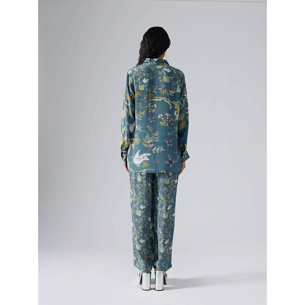 Klad Toucan Blue Collar Neck Mismatch Co-Ord (Set of 2)