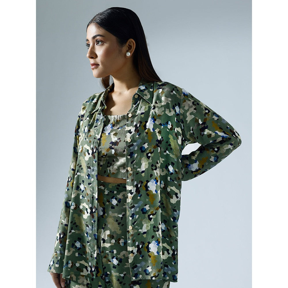 Klad Pixelated Green Co-Ord with Inner (Set of 3)