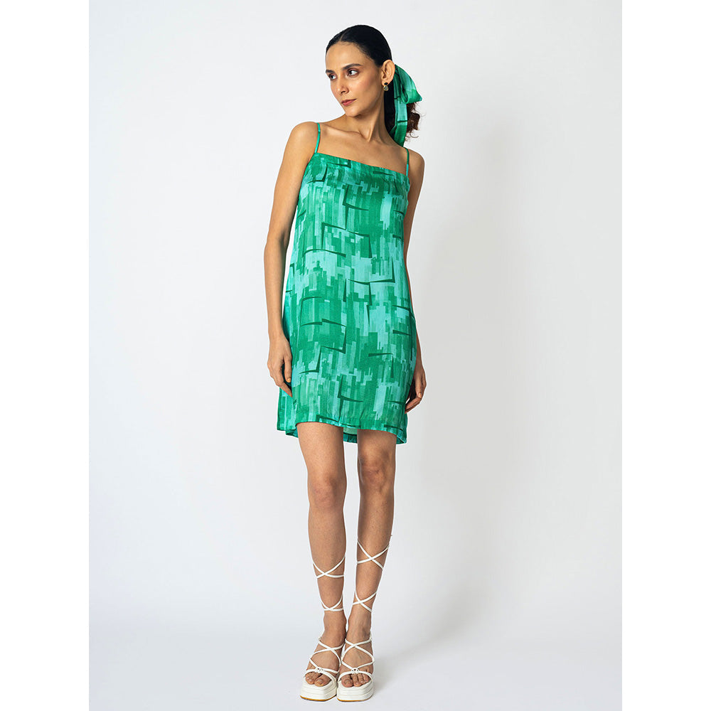 Klad Brick Green Shoulder Straps Slip Dress