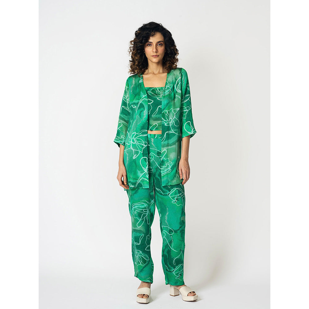 Klad Marbled Printed Co-Ord with Jacket and Belt (Set of 4)