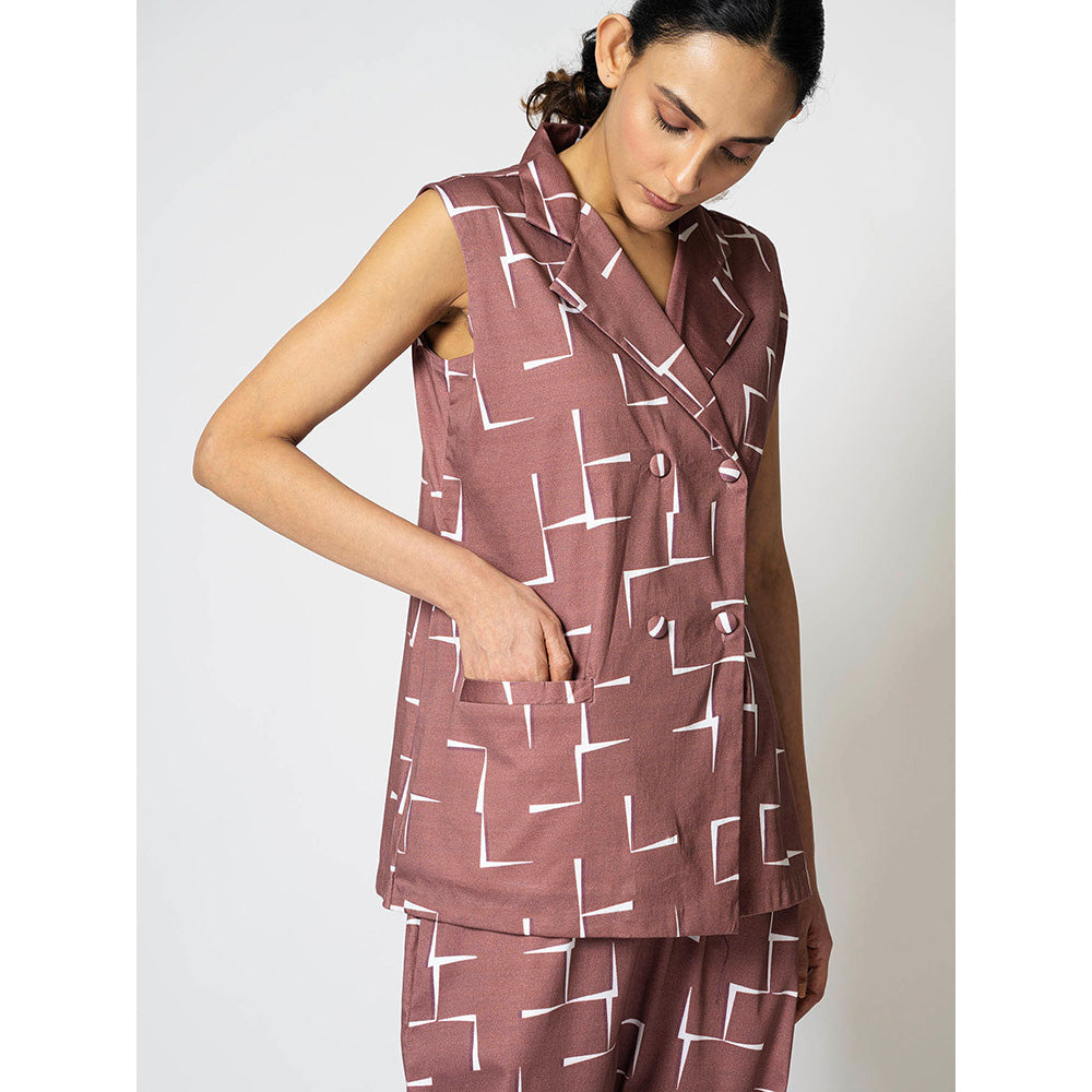 Klad Brick Printed Sleeveless Co-Ord (Set of 2)