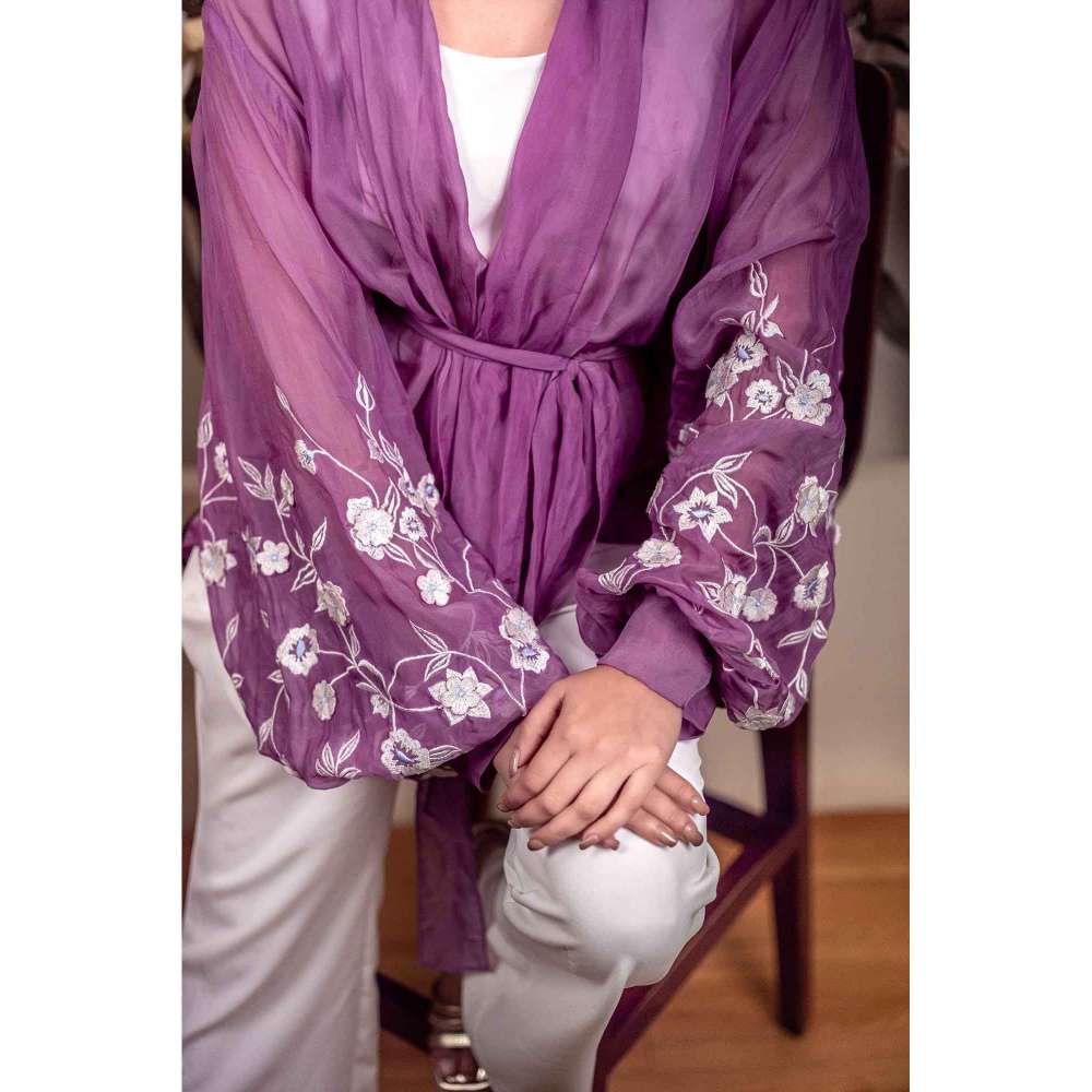 Kosha By Nilima Floral Lavender Cropped Jacket