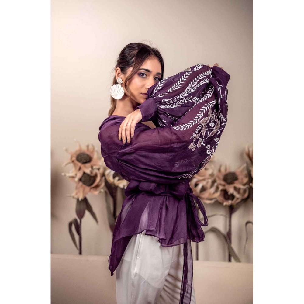 Kosha By Nilima Floral Purple Cropped Jacket