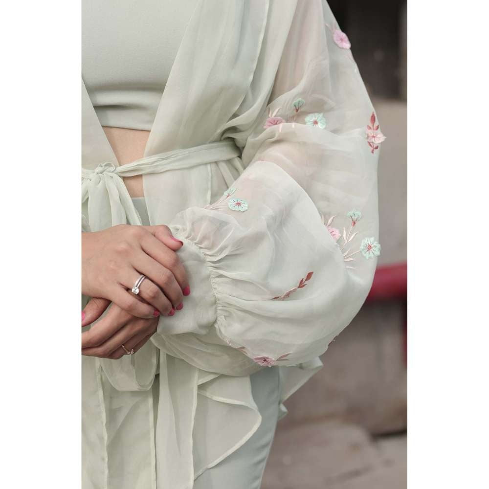 Kosha By Nilima Bloomed Mint Green Co-Ord (Set of 4)