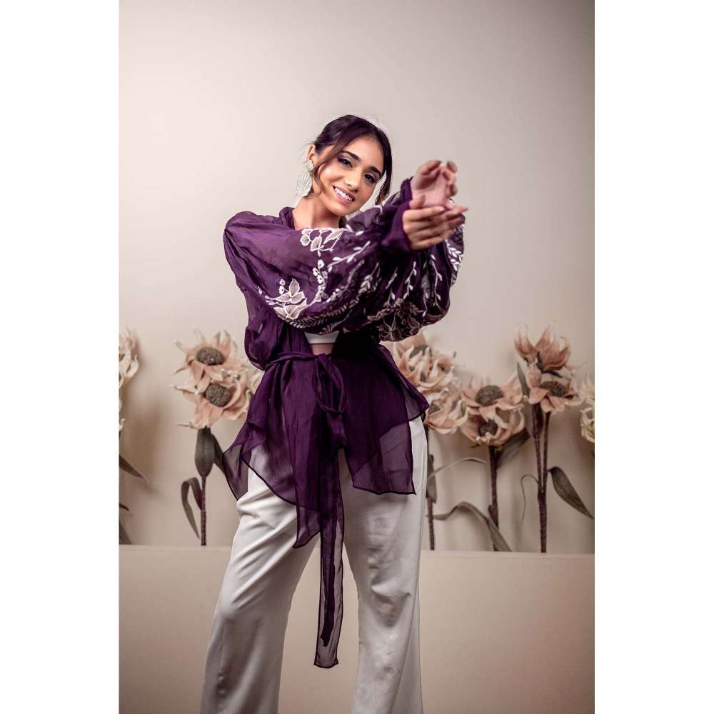 Kosha By Nilima Bloomed Purple Co-Ord (Set of 4)