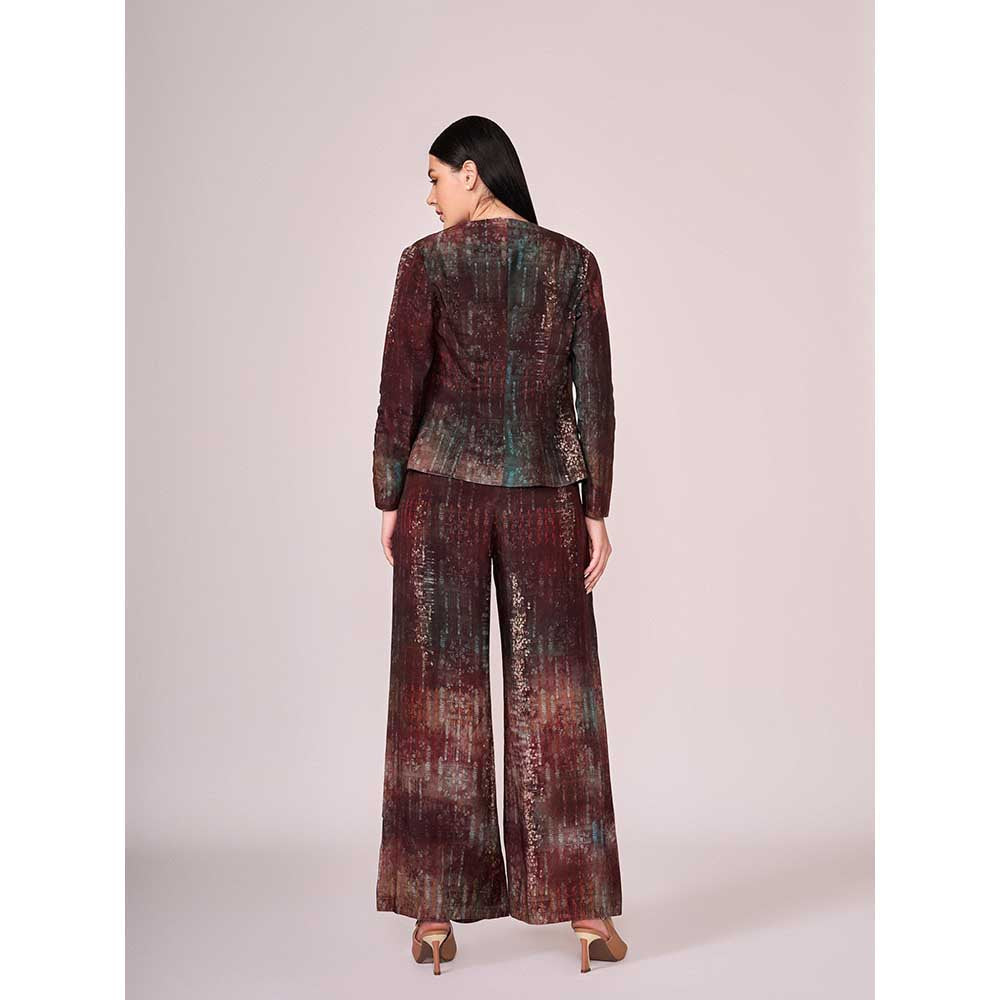 KOSWI Maroon Abstract Print Jacket
