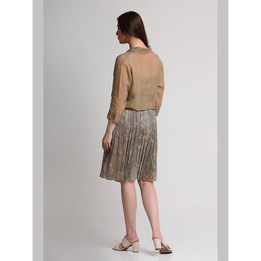 KOSWI Beige Tone Crop Shirt