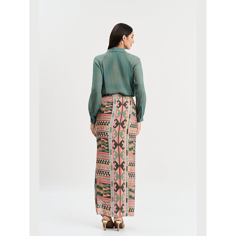 KOSWI Chalk Green Solid Button Down Shirt