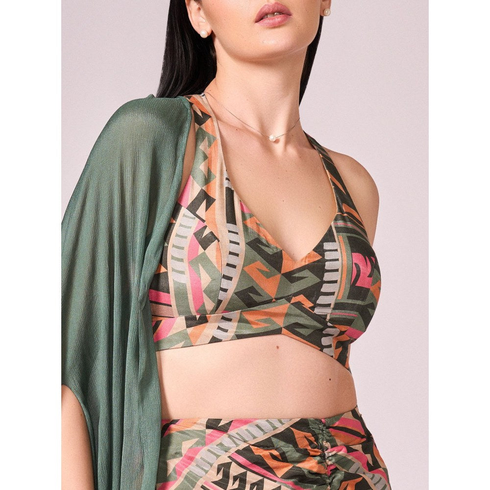 KOSWI Women Green Chinon Plain Capes