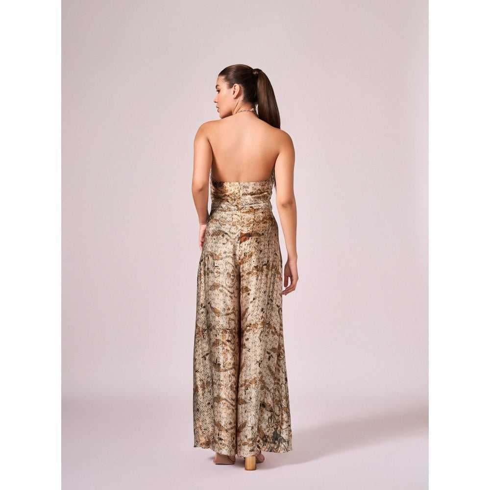 KOSWI Browns Abstract Floral Print Jumpsuit