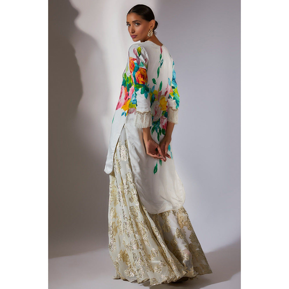 Kriti Bapna Off White Hand painted Kurta with Palazzo (Set of 2)