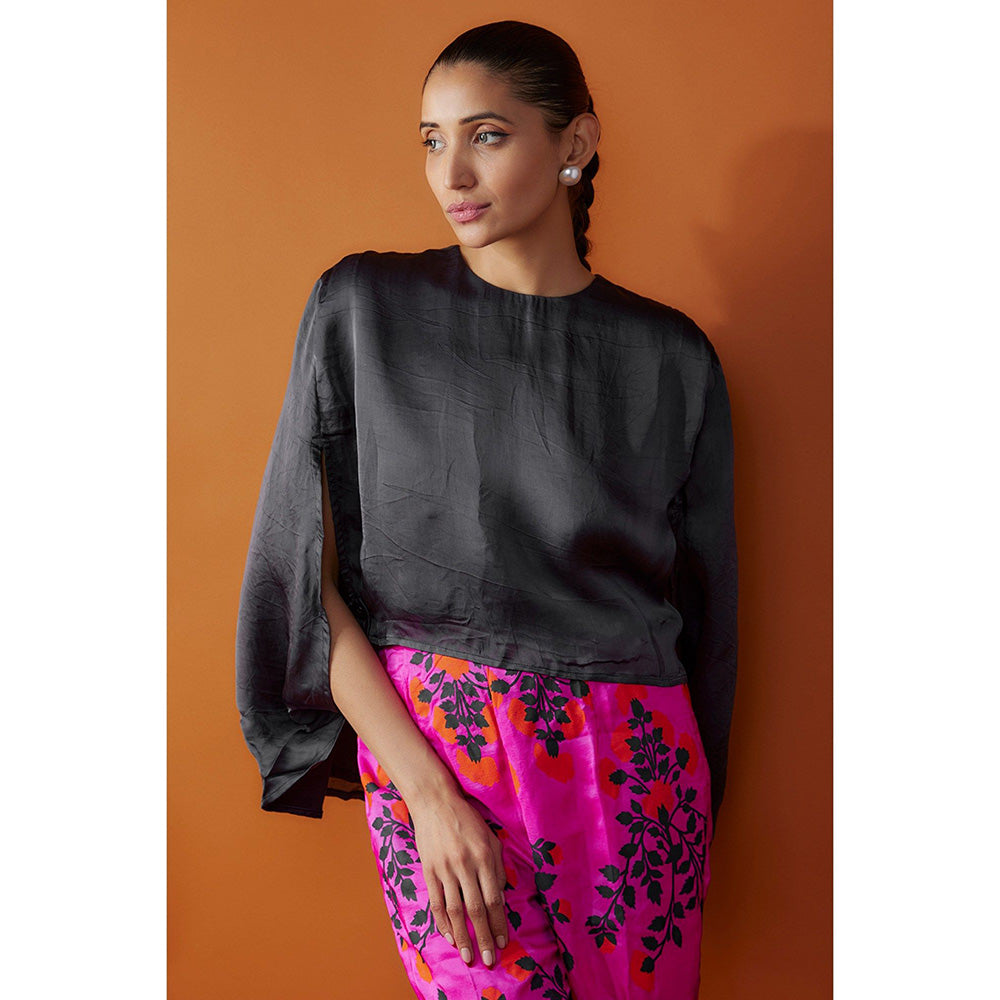 Kriti Bapna Pink Printed Pant with Black Top (Set of 2)