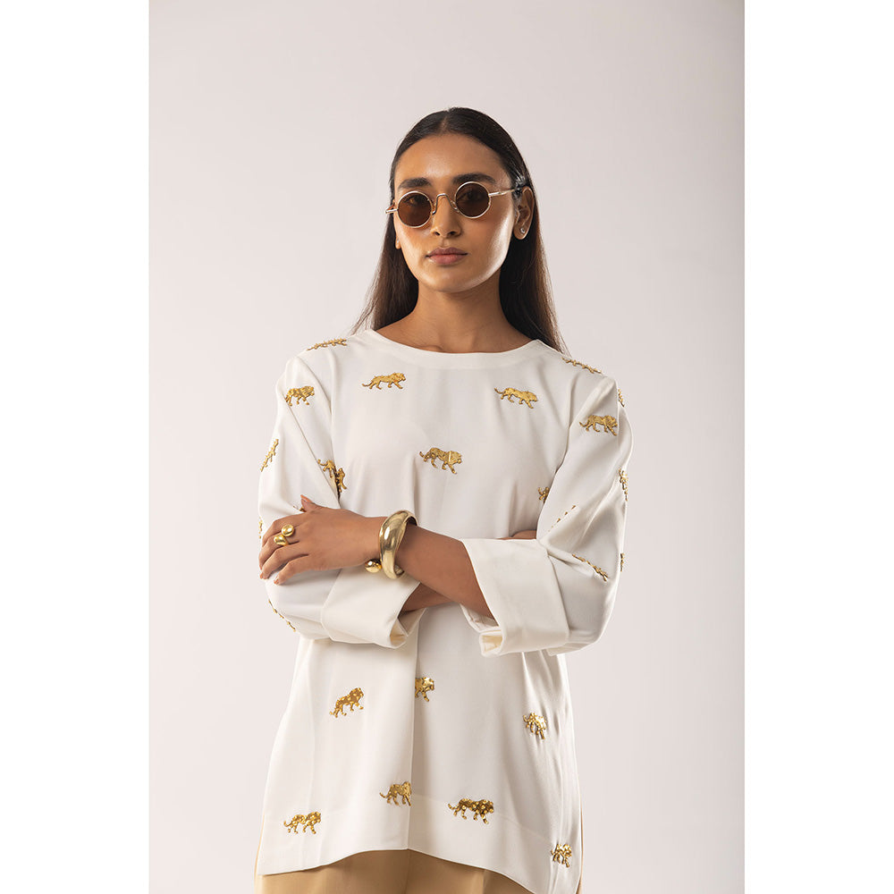 Kriti Bapna White Animal Motif Co-Ord (Set of 2)