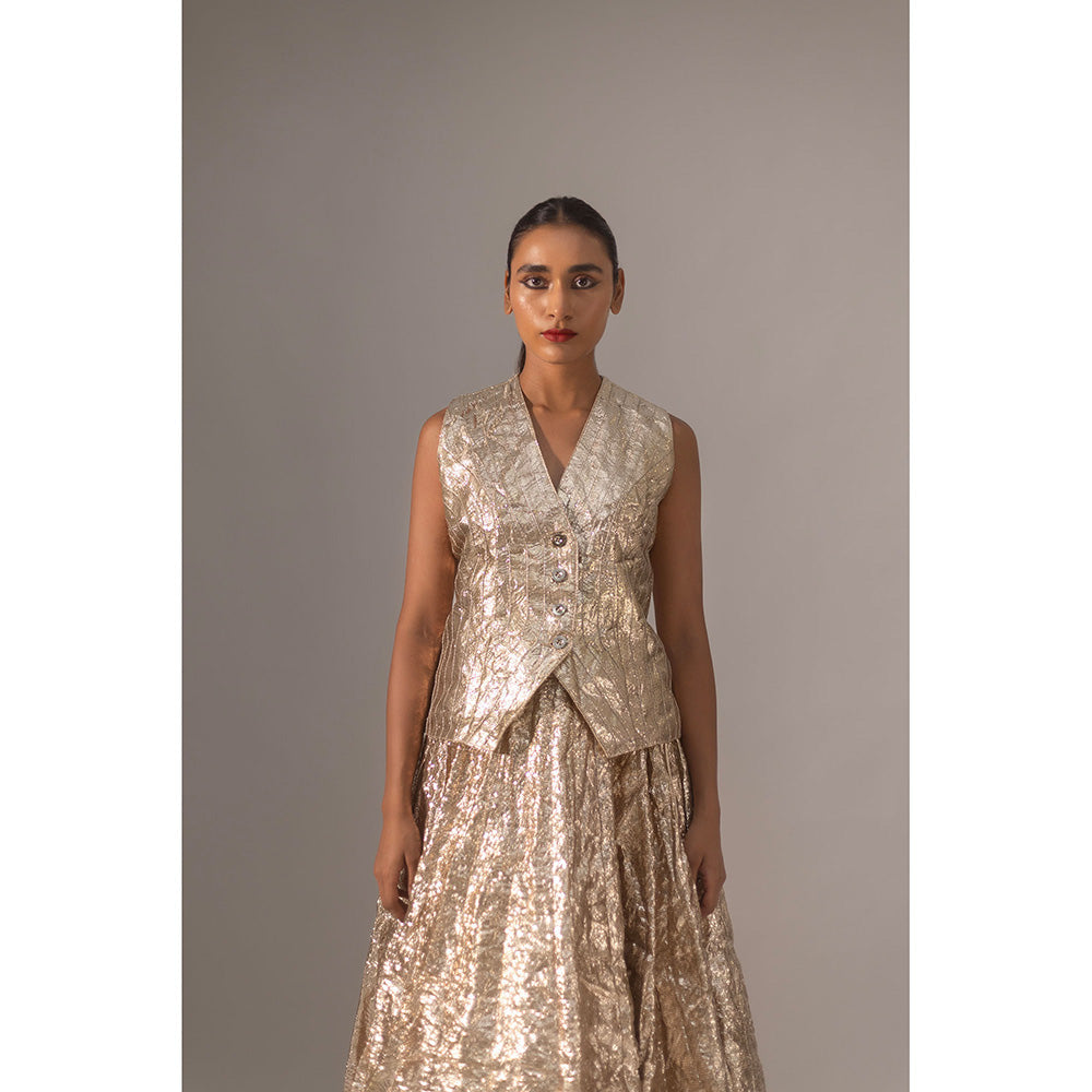 Kriti Bapna Gota Embellished Waist Coat And Skirt (Set of 2)