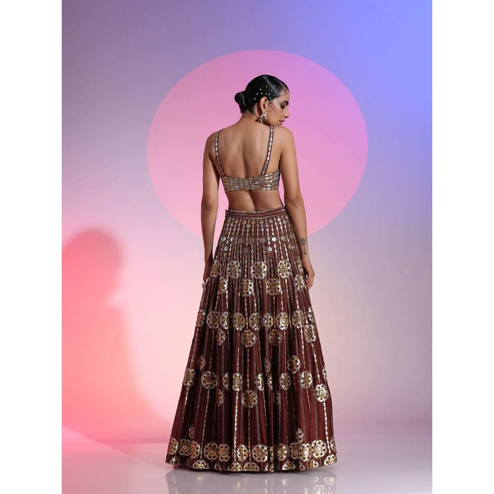 Kudi Pataka Designs Oorja Brown Lehenga With Choli & Dupatta (Set of 3)