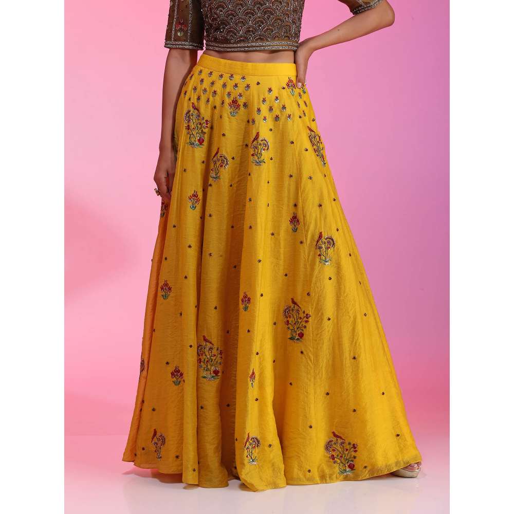 Kudi Pataka Designs Thea Yellow Classic Lehenga With Choli & Dupatta (Set of 3)