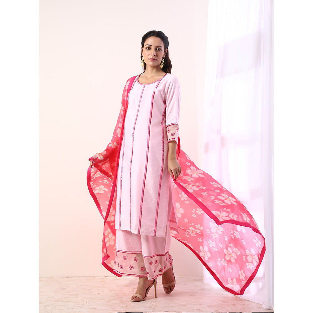Label Nitika Baby Pink Kurta with Organza Pant & Dupatta (Set of 3)