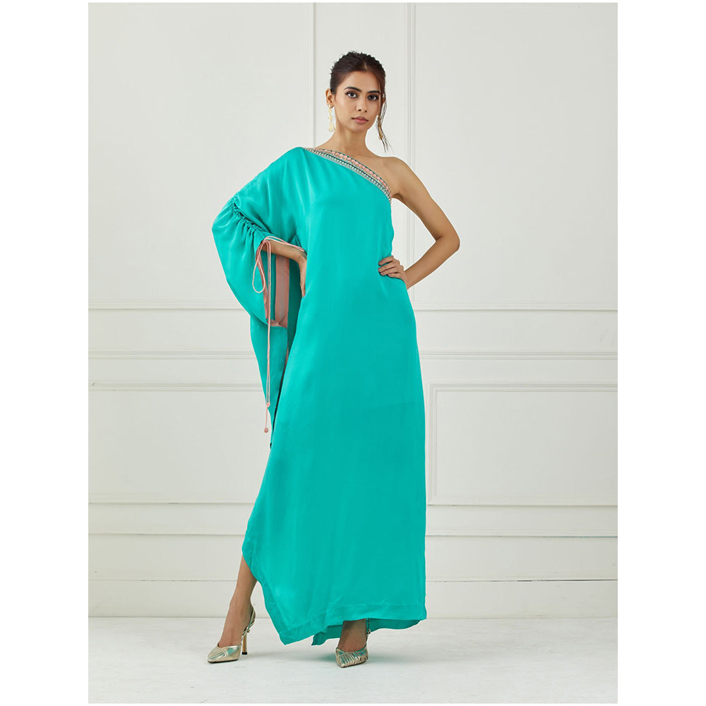 Label Nitika Teal One Shoulder Dress