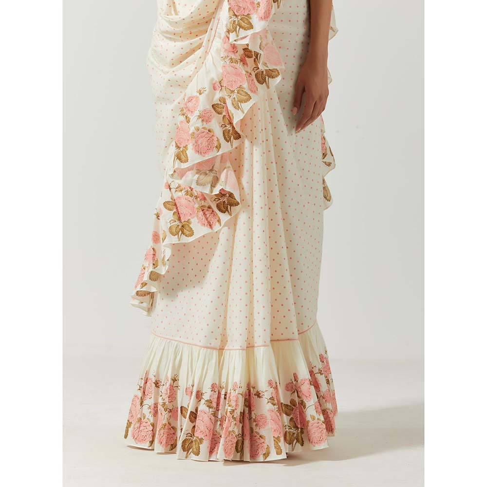 Label Earthen Women White Floral Lehenga with Choli & Dupatta (Set of 3)