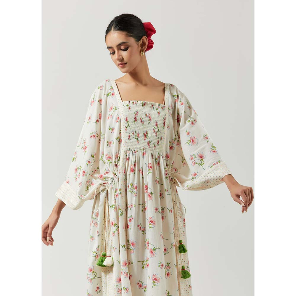 Label Earthen Women White Floral Kaftan Dress