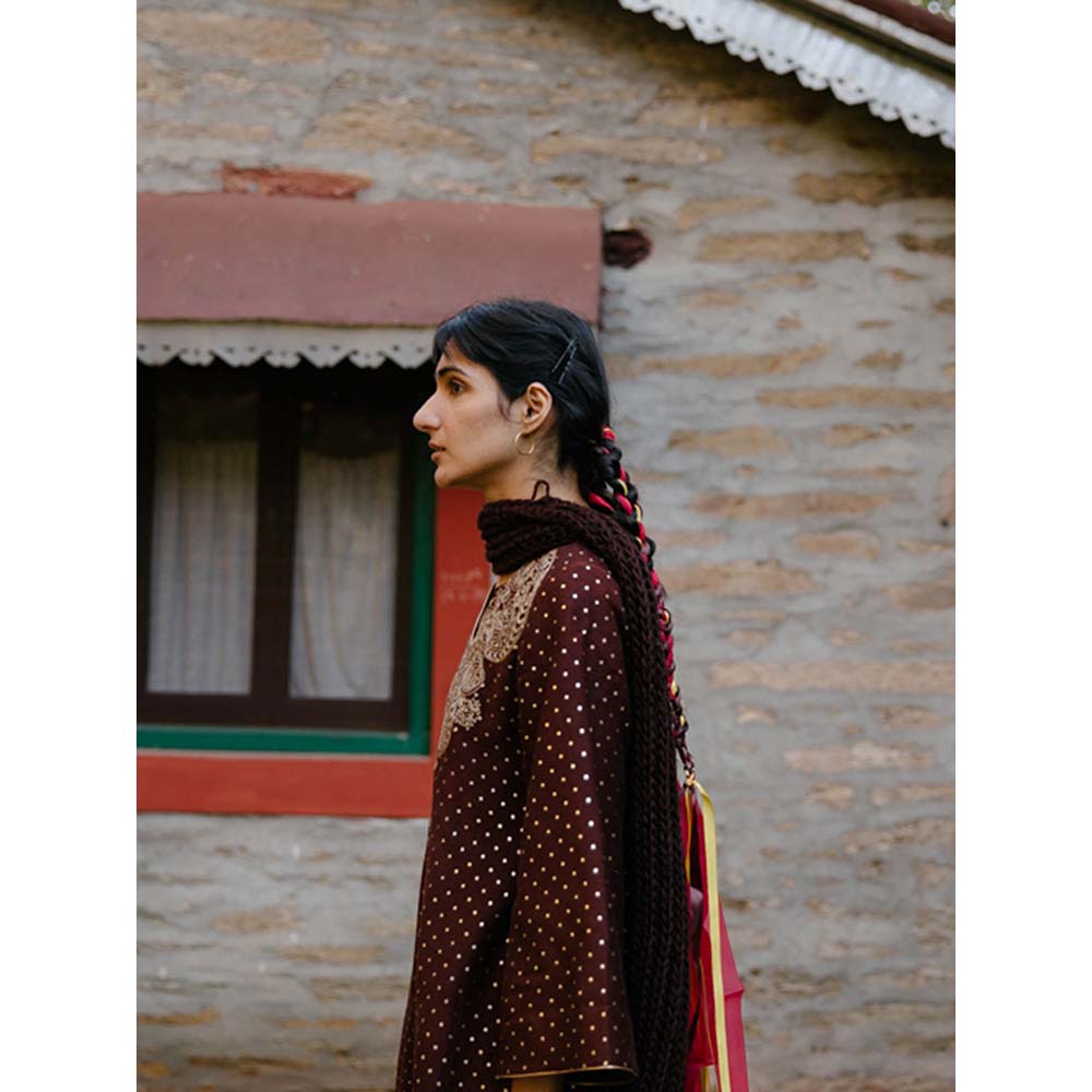 Label Earthen Women Brown Printed Kurta with Pant (Set of 2)