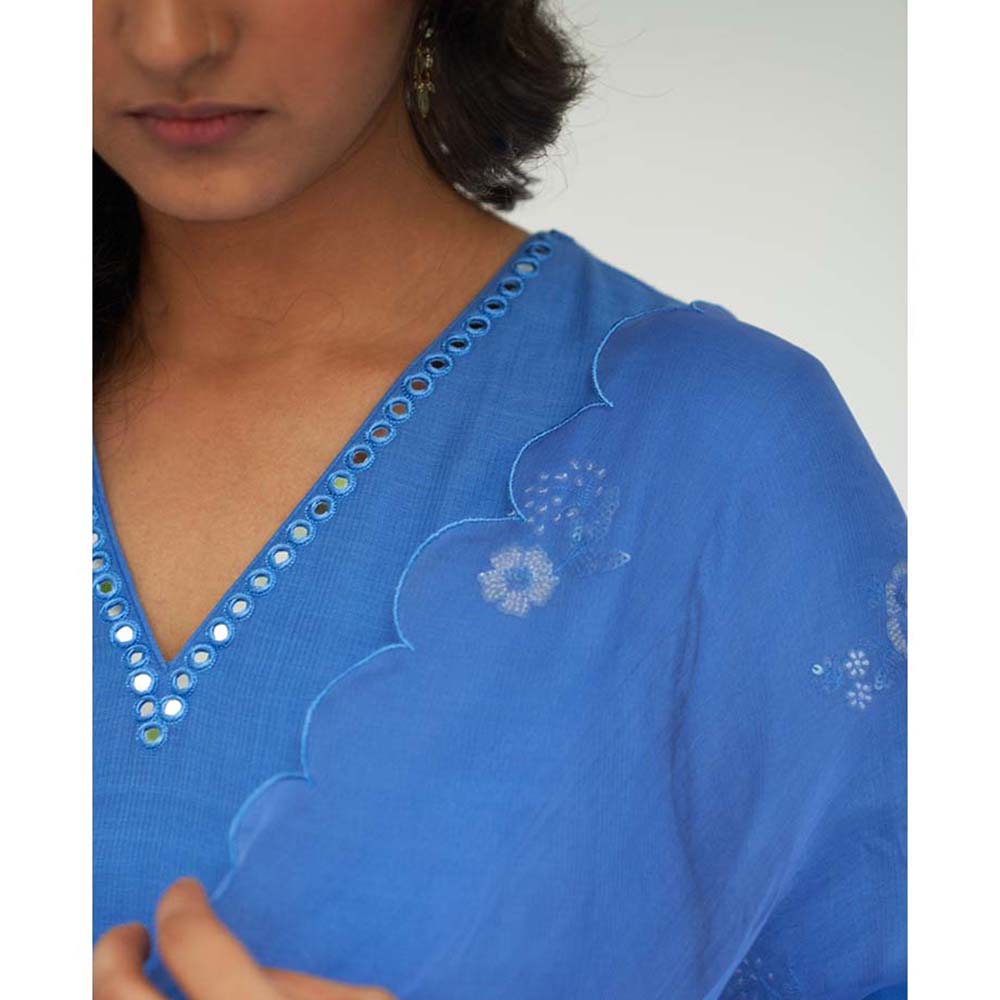 Label Earthen Asmani Sitara Kali Kurta Pant with Dupatta (Set of 3)