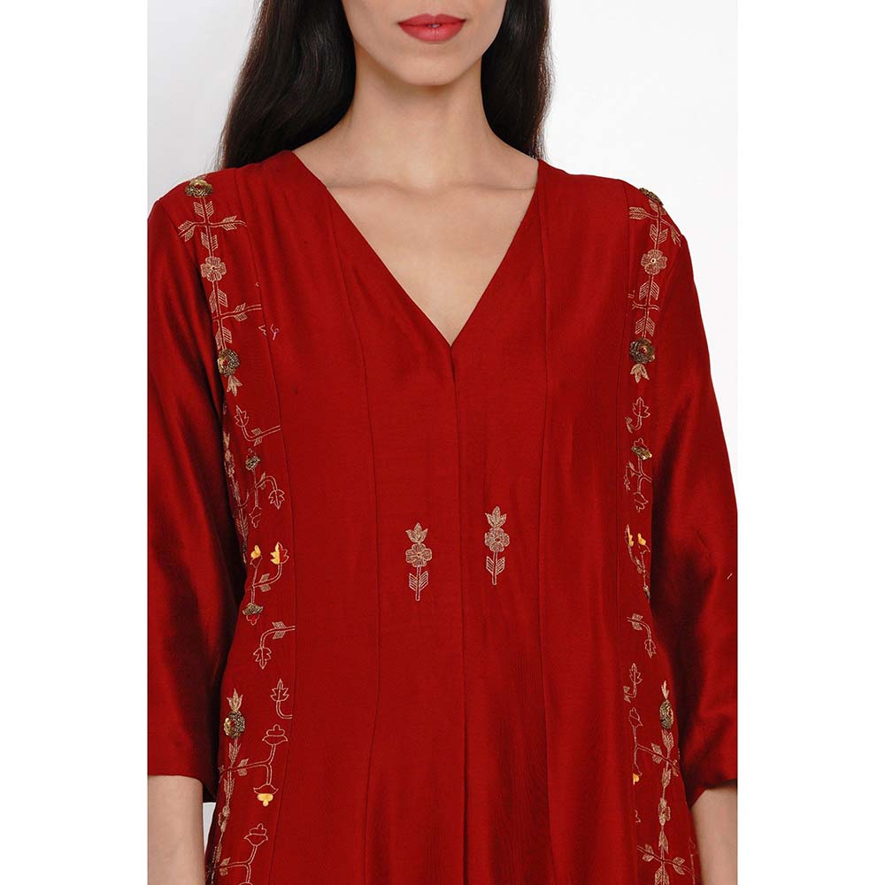 Label Earthen Kumkum Banarasi Buti Kurta Pant with Dupatta (Set of 3)