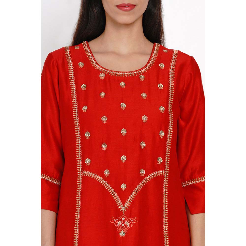 Label Earthen Bhavya Embroidered Kurta with Palazzo (Set of 2)