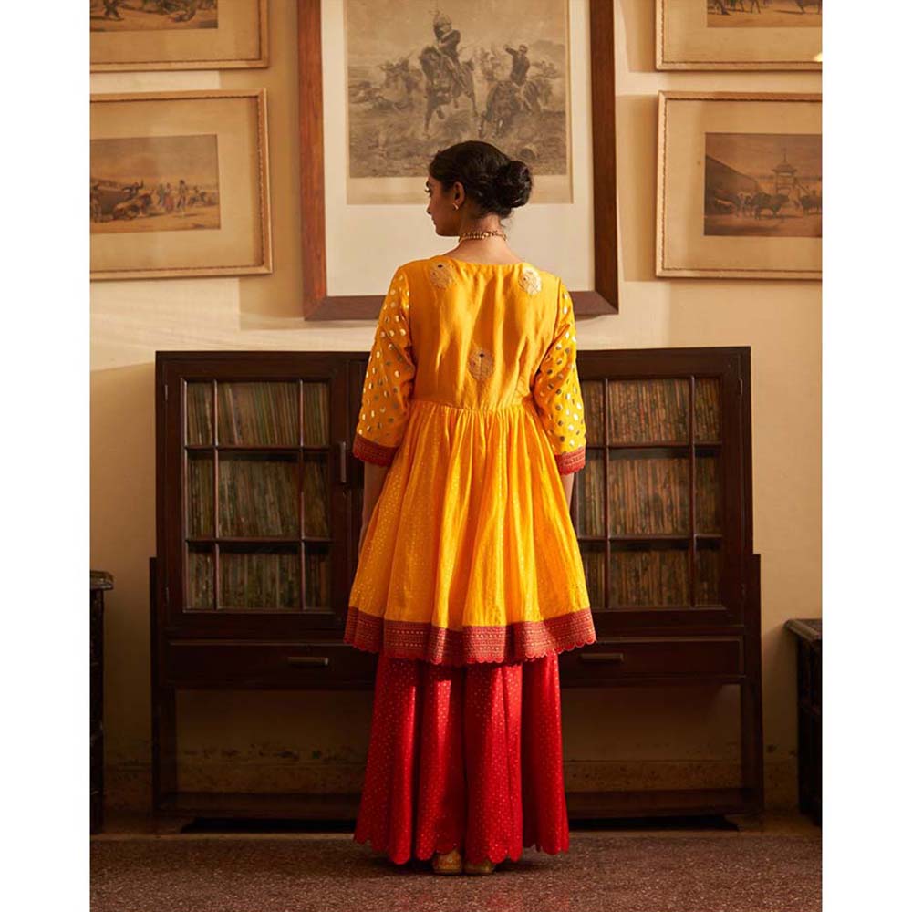 Label Earthen Surmai Rani Sharara Kuti & Jaal Zardozi Dupatta (Set of 3)