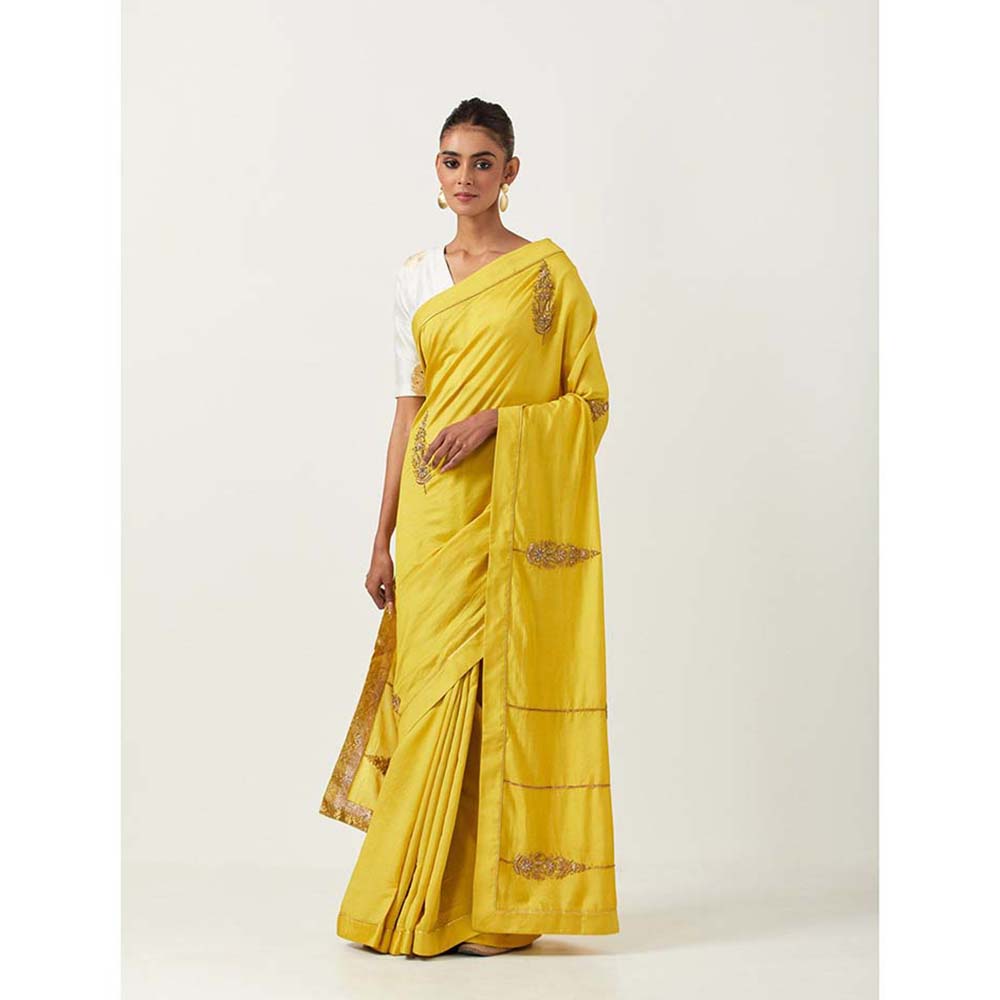 Label Earthen Geeta Saree with Mehar with Stitched Blouse
