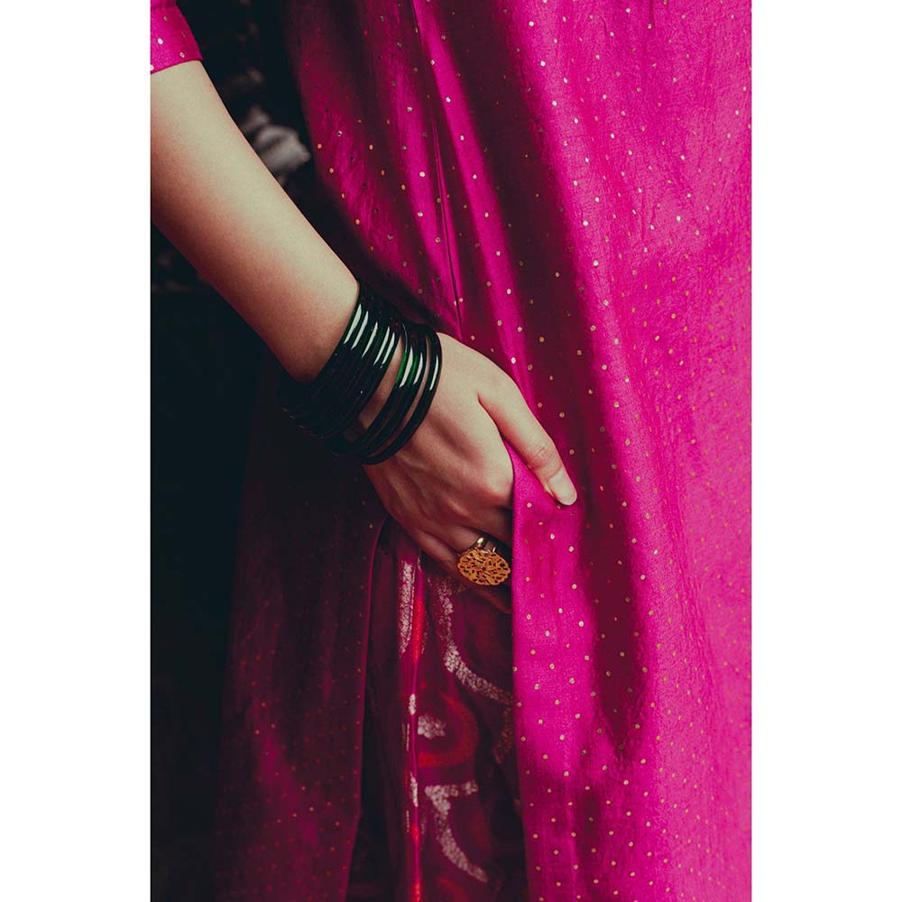 Label Earthen Gulabi Sitara Printed Sharara Kurta with Embroidered Dupatta (Set of 3)