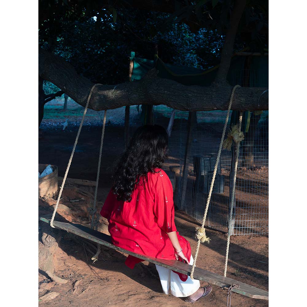 Label Earthen Red Kurta and Trouser (Set of 2)