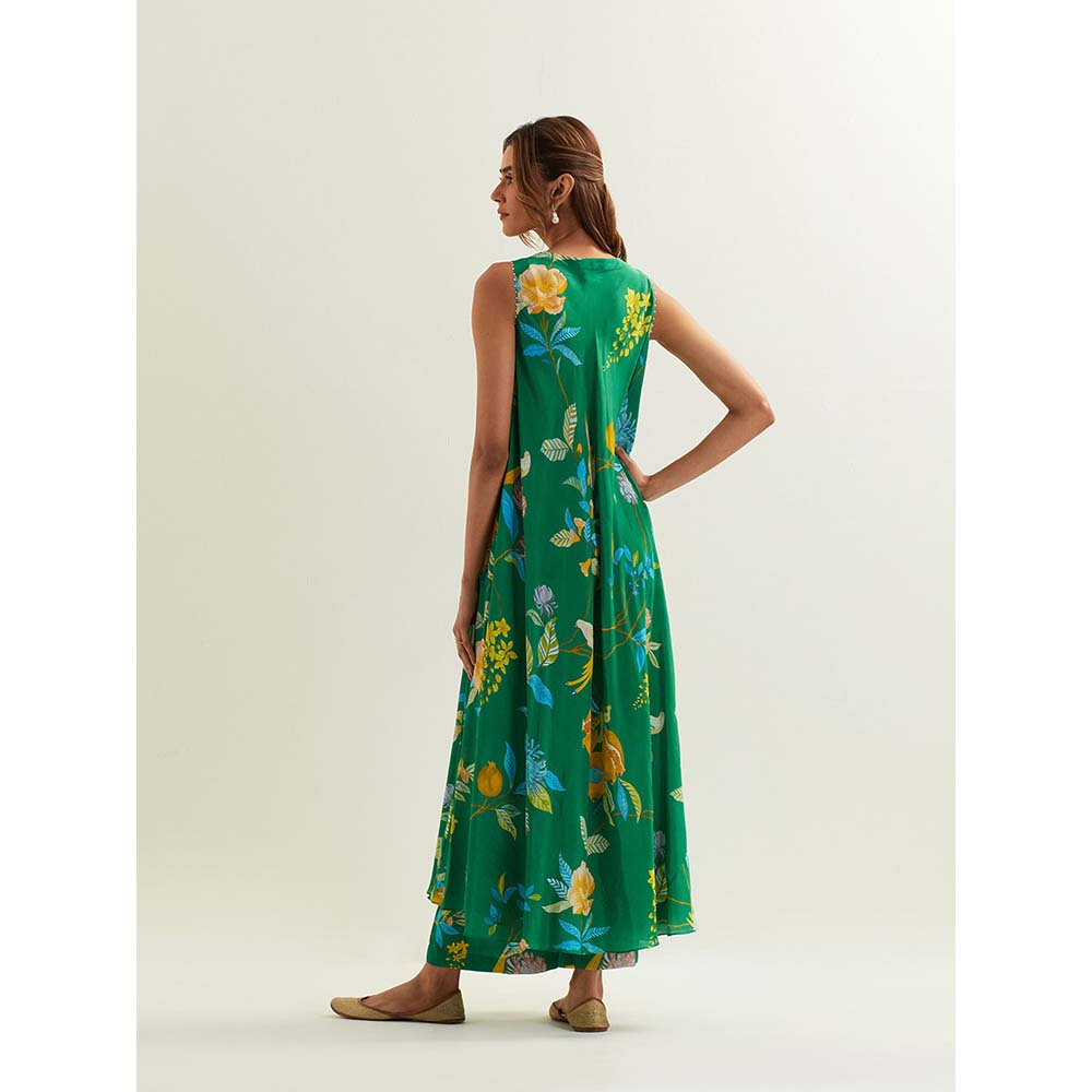 Label Earthen Green Myra Kurta with Pant (Set of 2)