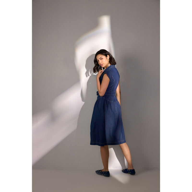 Label Deepika Nagpal Raven Solid Dress with Belt (Set of 2)