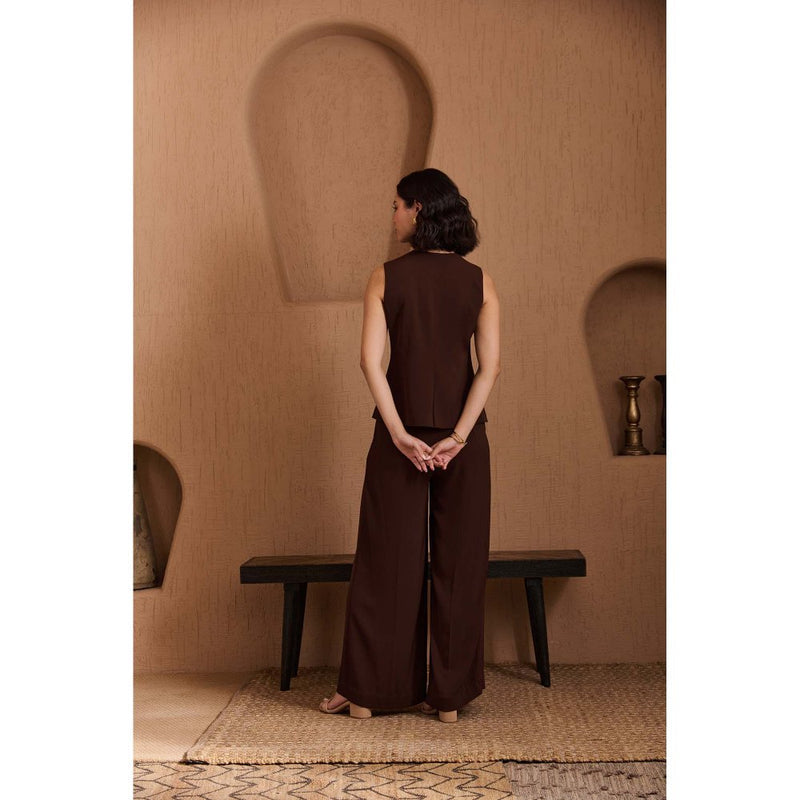 Label Deepika Nagpal Brown Delaware Co-Ord (Set of 2)